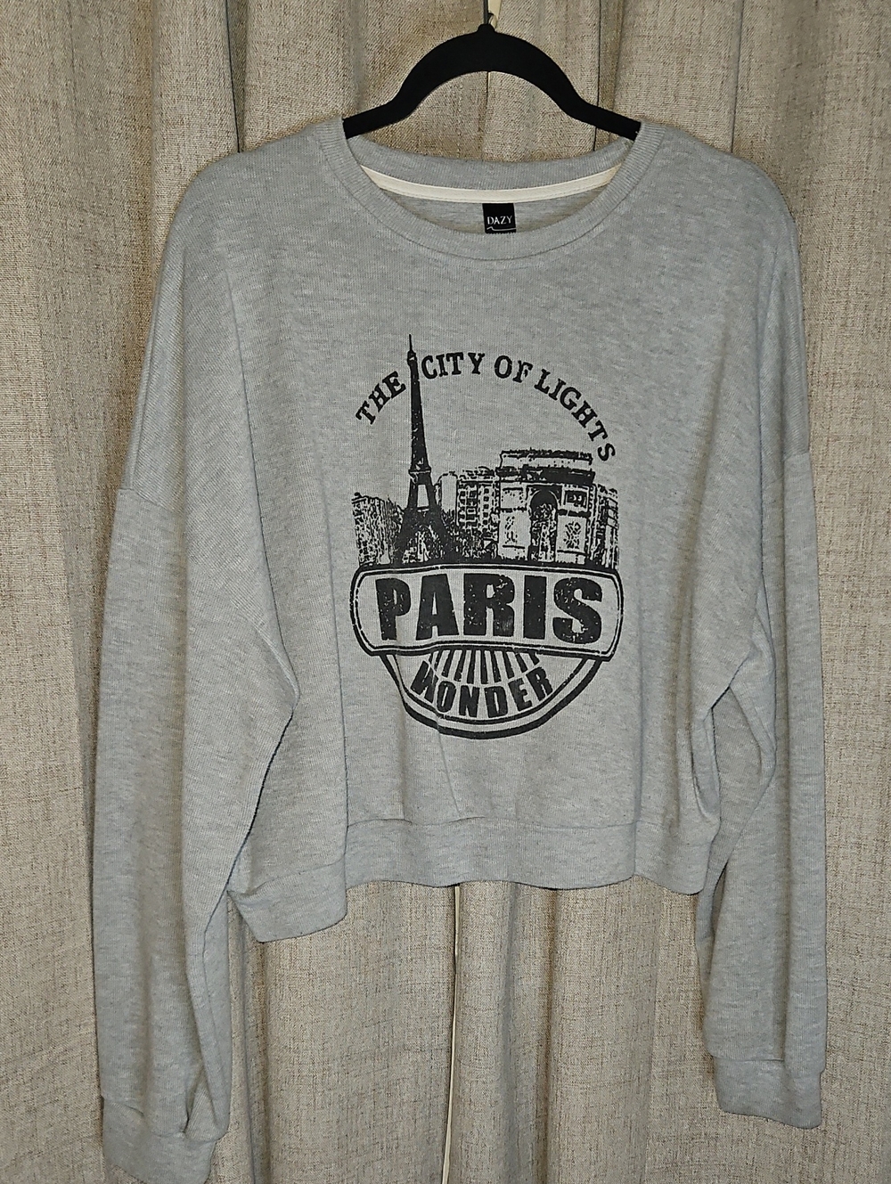 Gray 'Paris' Graphic Cropped Sweatshirt